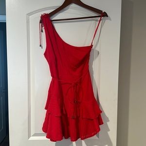Red one shoulder dress